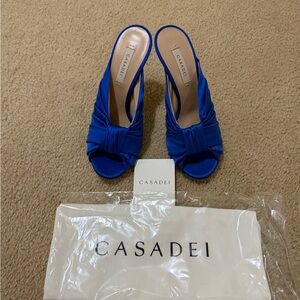 Casadei Royal Blue Open-Toe Mules